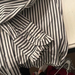 H&M size 8 women’s shirt - button up- grey and white stripe